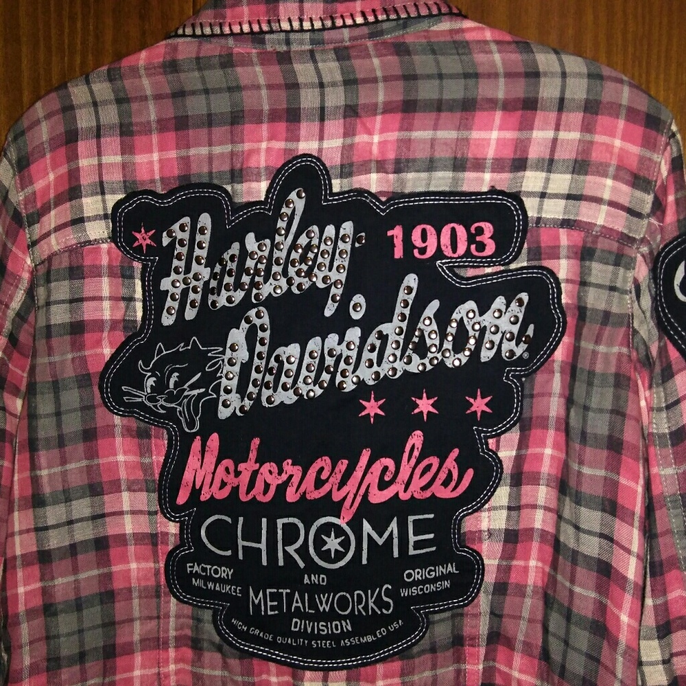Harley Davidson Pearl Snap Shirt Large